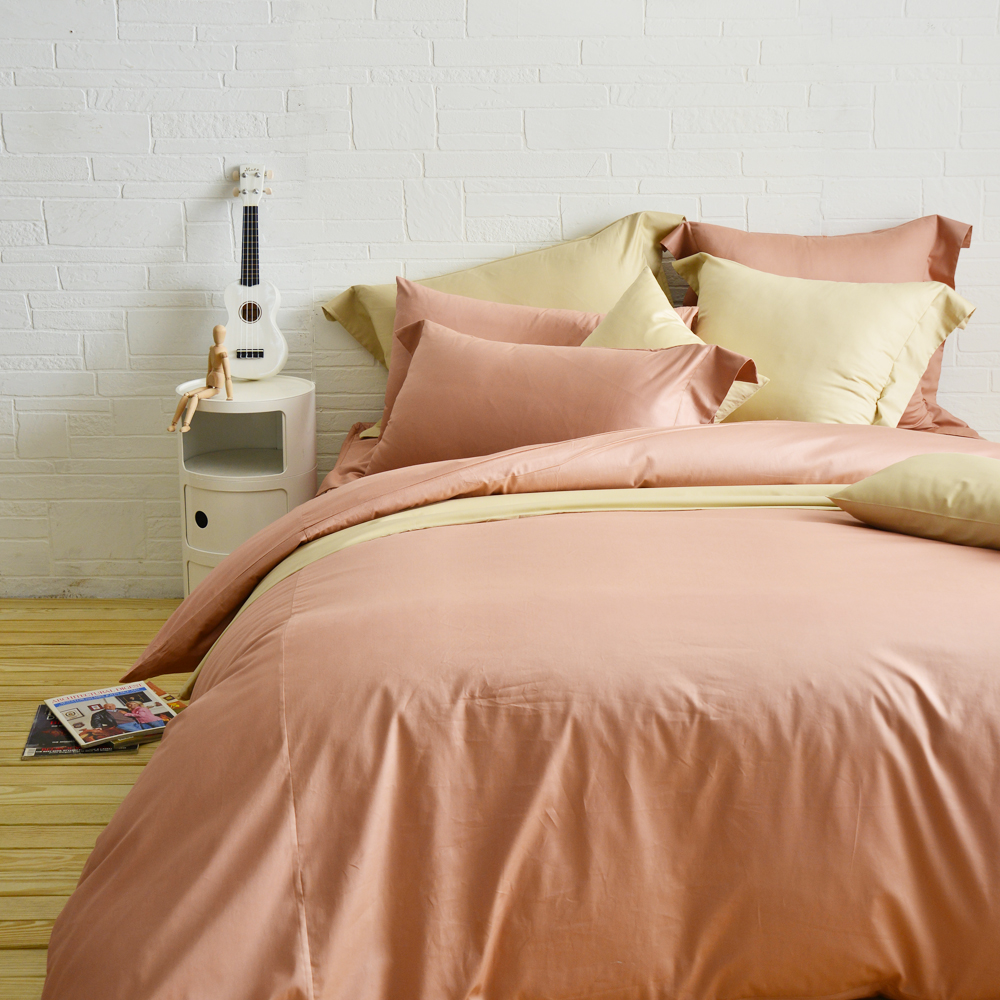 Cozy inn ♒ 簡單純色-梅子咖-200織精梳棉四件式被套床包組(加大)